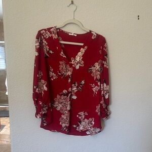 Maurices Red Floral Blouse